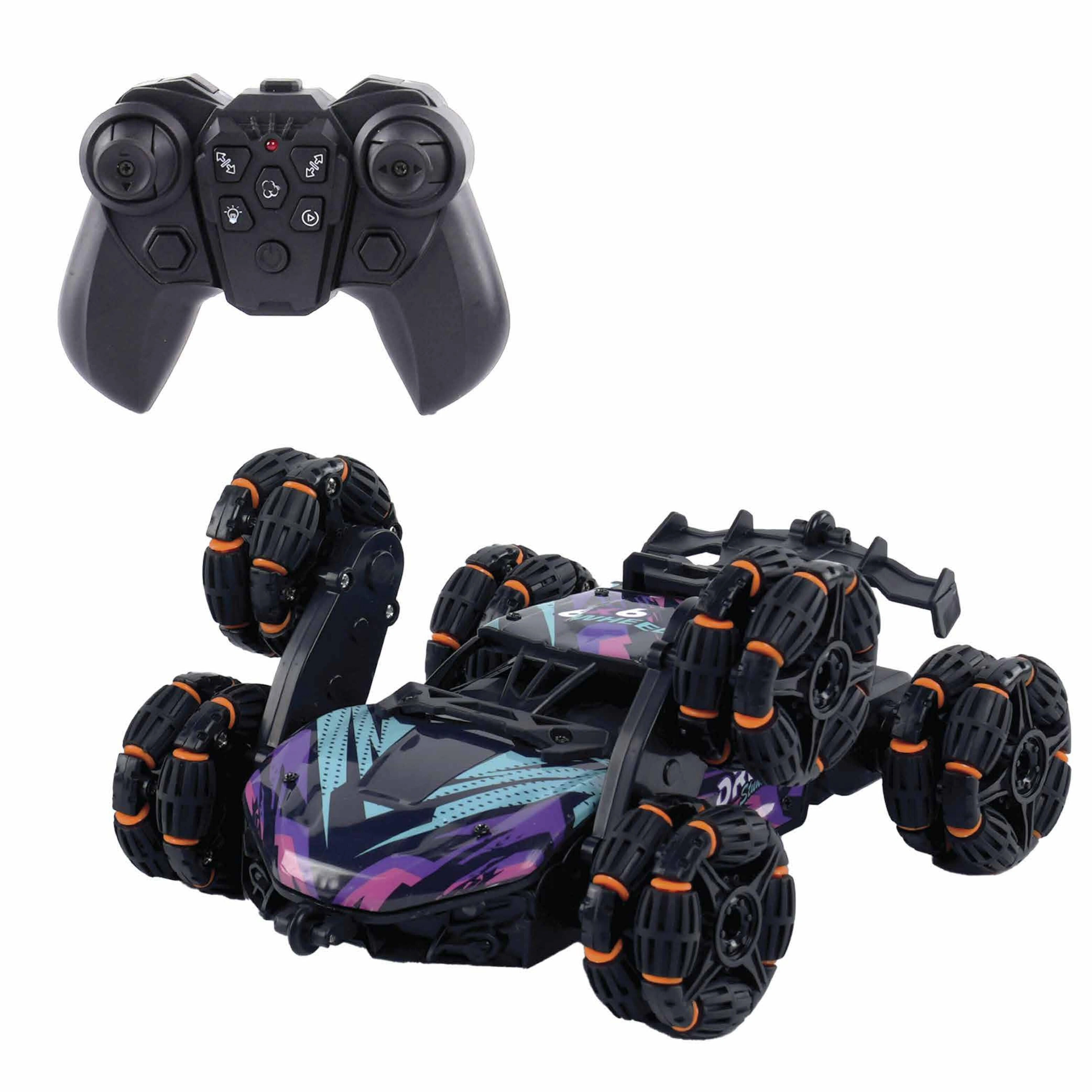 Dazzling Purple RC Stunt Car: Water Spray, Lights & Wild Tricks!